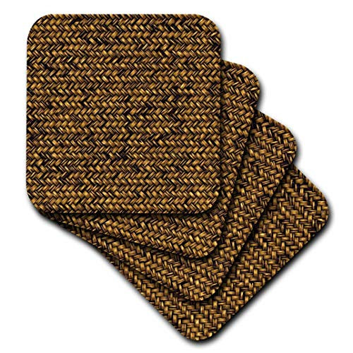 3dRose CST_111923_2 Brown Woven Basket Look-Soft Coasters, Set of 8