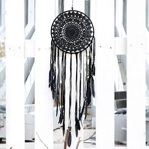 LOMOCRAFT Dream Catcher-Handmade Traditional Dream Catcher Wall Hanging Home Decoration Ornament Decor Craft Gift (Black Feather)