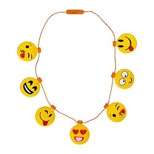Windy City Novelties LED Light Up Emoji Icon Necklace, 3 Flashing Modes