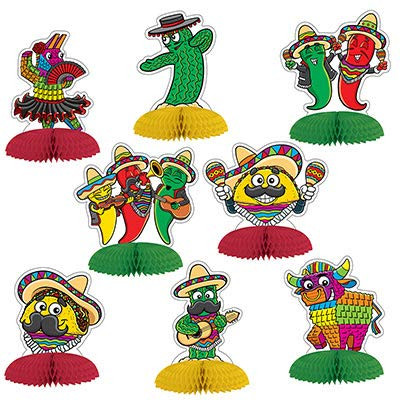 Beistle 53434 Fiesta Mini Tissue Centerpieces 4"-4½"