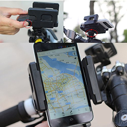 BESTeck Bike Phone Mount Bicycle Holder, Universal Cradle Clamp iOS Android Smartphone GPS Other Devices One-Button Released, 360 Degrees Rotatable