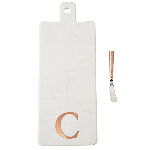 Mud Pie 4755023C Initial Marble and Copper Set-C Serving Board, One Size, White