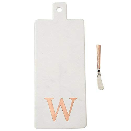 Mud Pie 4755023W Initial Marble and Copper Set-W Serving Board, One Size, White