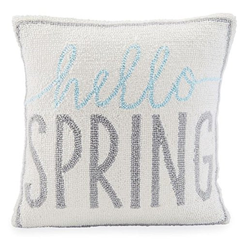 Mud Pie 16 Inches Square Hello Spring Hooked Pillow Home Decor