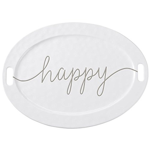 Mud Pie 4075132 Happy Serving Platter, One Size, White