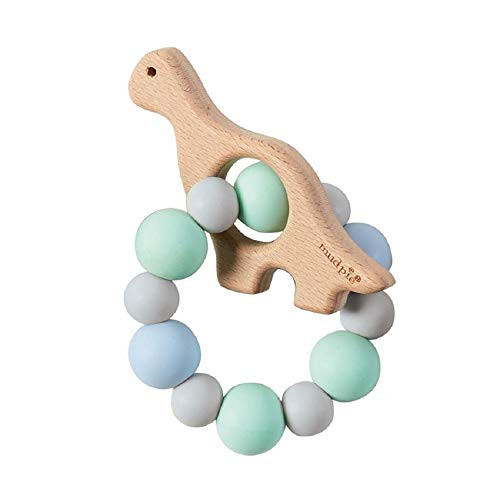 Mud Pie Dino Wood Teether Blue