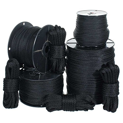 Golberg Solid Braid Black Nylon Rope - (5/16 Inch x 100 Foot Hank)