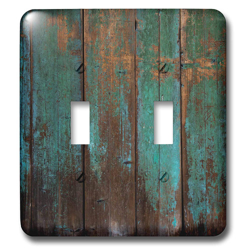 3dRose 2 lsp_239940_2 Teal Distressed Country Wood Effect-Double Toggle Switch