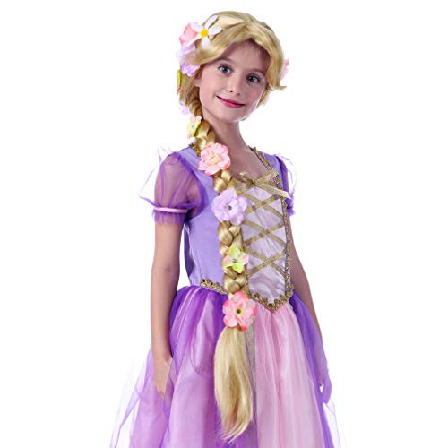 STYLER Long Straight Blonde Wigs for Kids - Princess Girl Wig for Halloween Party Black