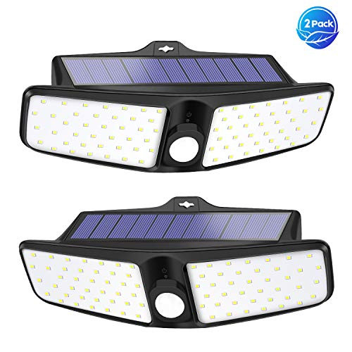 VOSONX Outdoor Solar Lights - 80 LEDs Light, Wireless Solar Powered Motion Sensor Lights - IP65 Waterproof Security Lights - 270° Wide Angle Wall Lights for Deck, Front Door, Yard, Garage (2 Pack)