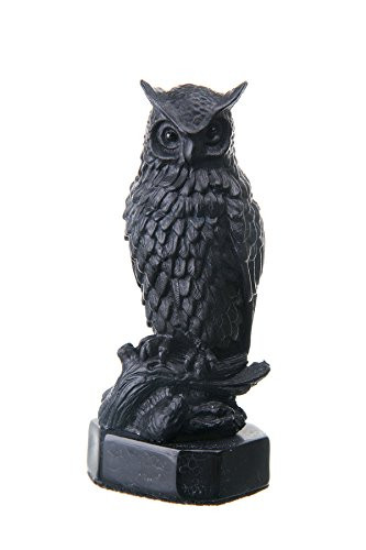 danila-souvenirs Decorative Stone Statue Figurine Sculpture Black Owl 4.1''