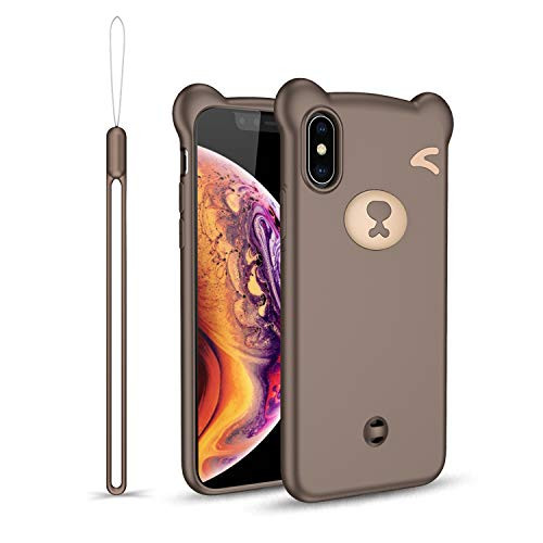 iPhone Xs Max Case, iFunny Cute 3D Cartoon Animals Unicorn Bear Shockproof and Full Protective Soft Silicone Rubber Phone Case for iPhone Xs Max 6.5 Inch (Brown Bear)