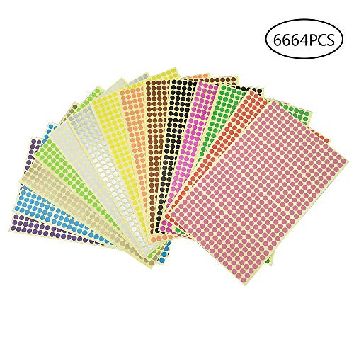 6664 pcs 1/4 inch Round Color Coding Circle Dot Labels-14 Assorted Colors