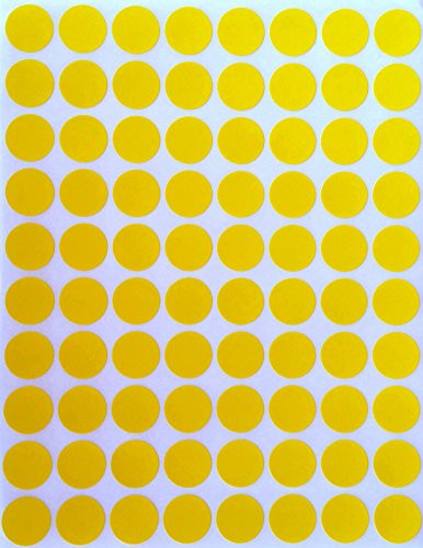 Color Coding Labels 1/2" Round - Dot Stickers -- Half inch rounds YELLOW sticker -- 1200 pack