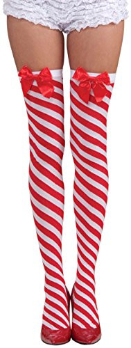 Forum Novelties Women's Candy Cane Thigh Highs, Red/White, One Size