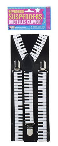 Forum Novelties Men's 80's Adult Keyboard Suspenders, White/Black, One Size