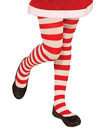 Forum Novelties Novelty Candy Cane Striped Christmas Tights, Child Medium