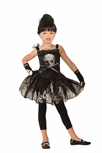 Forum Novelties Kids Skull Ballerina Costume, Black, Large