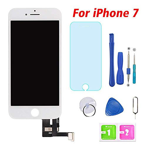 Screen Replacement for iPhone 7 White 3D Touch Screen LCD Digitizer Replacement Frame Display Assembly Set with Repair Tools (iPhone 7, White)