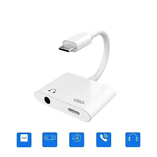 AWOGER USB C Audio Adapter Type C to 3.5mm Adapter USB-C Charging and Audio Adapter Compatible with Google Pixel 2/2 XL/3/3 XL, iPad pro 2018, HTC U11, Essential Phone, Sony XZ2 (White)