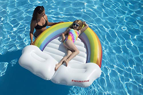 Swimline Rainbow Island Pool Inflatable Ride-On, White Swimline Rainbow Island Pool Inflatable Ride-On, White