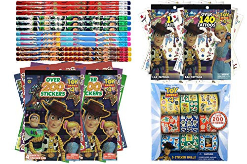 Disney Toy Story 4 Party Favors For 8 Guests With BONUSES | Pencils, Tattoos, Stickers | Stationery School Set or Classroom Giveaways!