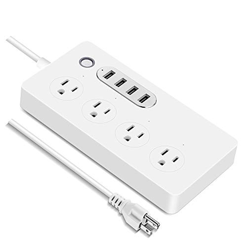 Smart Power Strip WiFi Power Bar, ouk-bt WiFi Plug with 5ft Extension Cord Compatible with Alexa,Google Home, Surge Protector with 4 USB Charging Ports and Smart AC Plugs for Multi Outlets