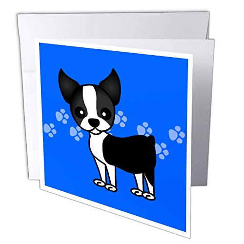 3dRose Cute Boston Terrier Blue Pawprint Background 6 x 6 Inches Greeting Cards, Set of 12 (gc_12085_2) 3dRose Cute Boston Terrier Blue Pawprint Background 6 x 6 Inches Greeting Cards, Set of 12 (gc_12085_2)