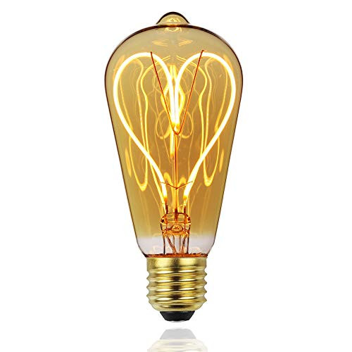 Tuneucle 1-Pack Vintage Edison Filament Light Bulbs?ST64 Medium (E26) Standard Base E27?4W 2000K Dimmable LED Edison Bulb,40W Equivalent Warm White (Amber Gold Glass)