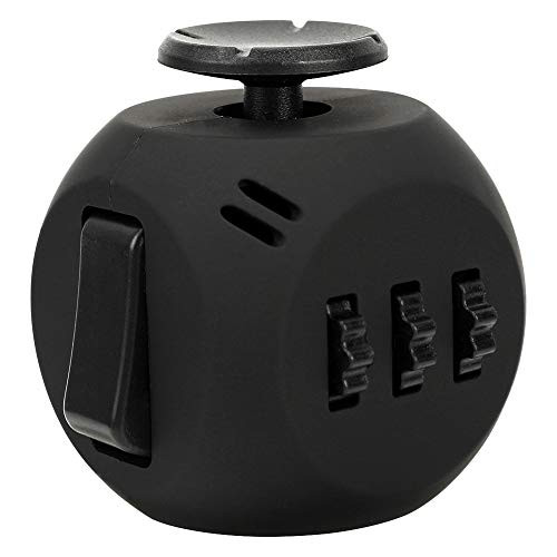 FIDGET DICE 6 Sides Fidget Toys Cube Relieves Stress and Anxiety Cube for Children and Adults (Black)