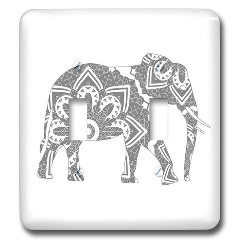 3dRose 2 lsp_254594_2 Mandala Elephant-Double Toggle Switch