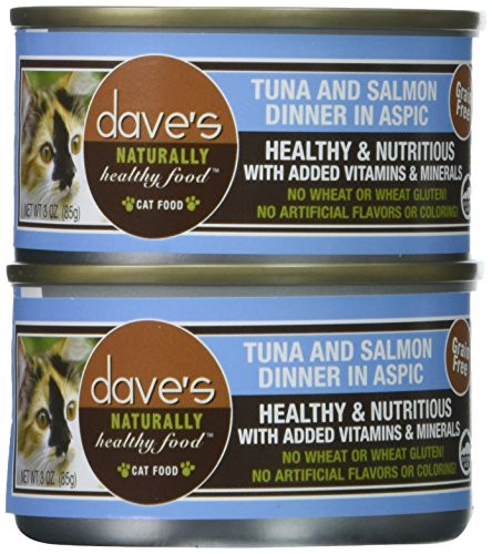 Dave'S Naturally Healthy Tuna And Salmon Dinner In Aspic   For Cats, 3 Oz Can (Case Of 24 )