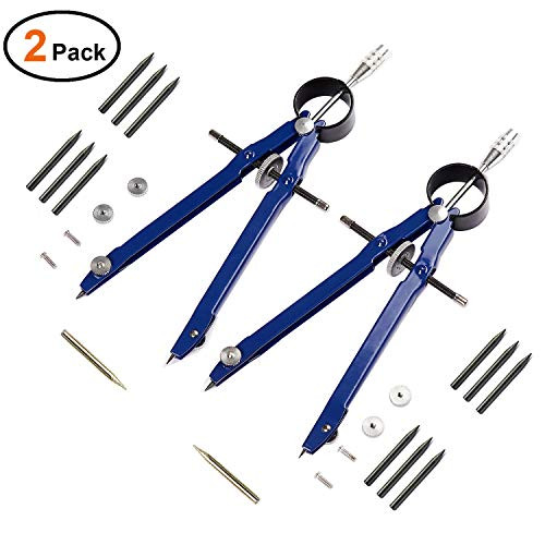 Compass for Geometry Drawing Compass with Lock Math Bow Drafting Compass Art Metal Compass Professional Drawing Divider Precision Student Compass 2 Pack