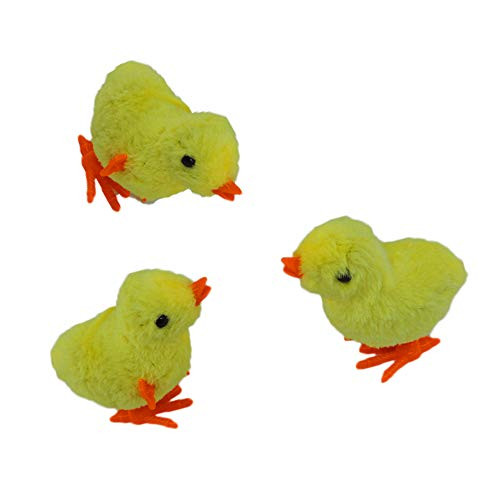 Novelty Giant Wind Up Jumping Chicken Easter Egg Yellow Baby Chick 3 Pk