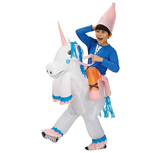 TWSCVC Inflatable Unicorn Rider Costume , Halloween Cosplay Fantasy Costume Blow up Costume Suit Chrismas Inflatable Costume -Kids
