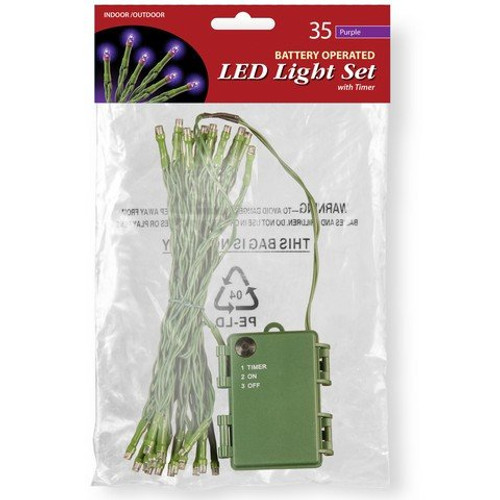 National Tree Battery Operated 35 LED Bulb Light String Set, Purple (LS-883-35P-B)