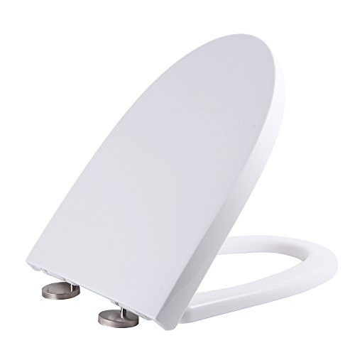 SAMETU Elongated White Toilet Seat, with Non-slip Seat Bumpers, Slow Close Toilet Seat
