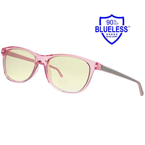 Blue Light Blocking Glasses - Avoalre Computer Gaming Glasses Anti Eyestrain UV Blue Blocker Glasses for Women - Lightweight Pink Frame