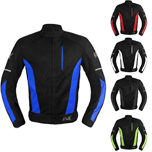 Mesh Motorcycle Jacket Textile Motorbike Summer Biker Air Jacket CE ARMOURED BREATHABLE (Large, Blue)