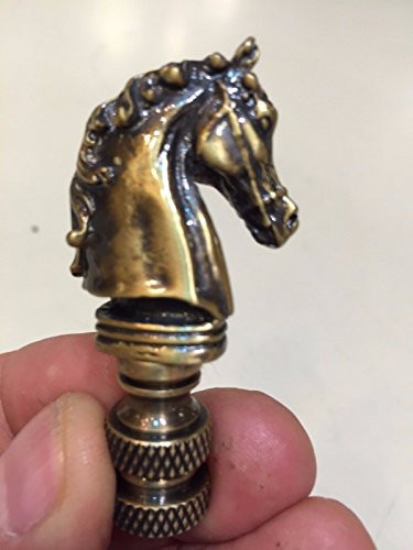 Antique Brass Bronze Horse Finial 2.25" Tall Vintage Gold Look Shade Topper Pony Equestrian Equine Knight