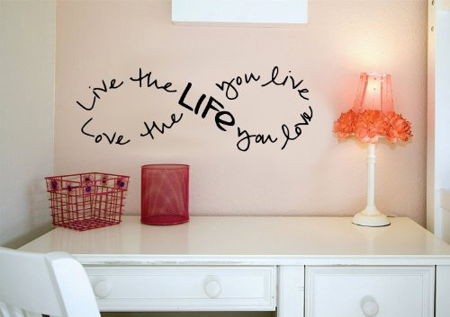 Imprinted Designs Live the Life You Love. Bob Marley Infinity Quote Vinyl Wall Decal Sticker Art (Black, 10" X 30")