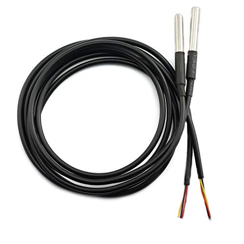 Maxmoral 2pcs DS18B20 Digital Thermal Sensor Stainless Steel Encapsulation Waterproof Temperature Sensor Probe 1m