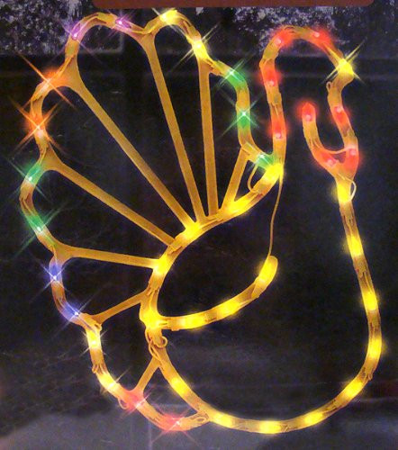 IMPACT 17" Yellow and Red Lighted Thanksgiving Turkey Window Silhouette Decoration