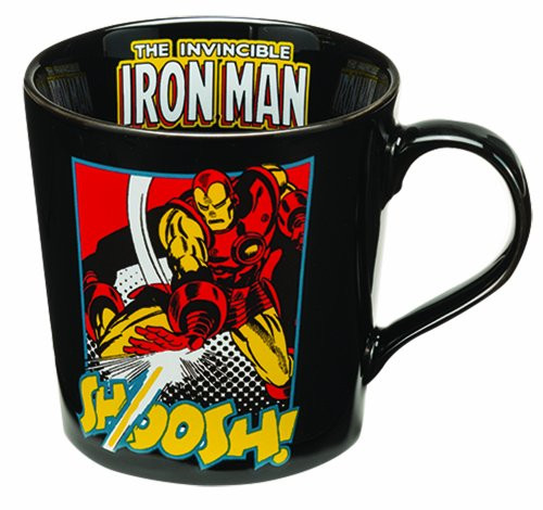 Vandor 26266 Marvel Iron Man 12 oz Ceramic Mug, Black, Yellow, and Red