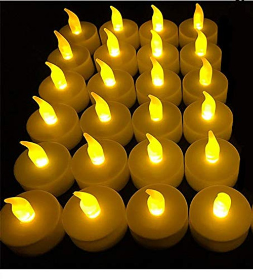 Flameless LED Tea Light Candles Battery-Powered Unscented LED Tealight Candles Realistic & Bright Fake Candles Amber Yellow (Tea Light Candles)