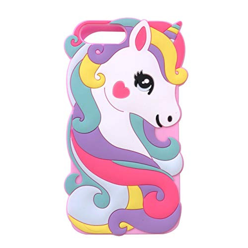 Rainbow Unicorn Horse iPhone 6Plus 6S Plus 7Plus 8Plus Case,Awin 3D Cute Cartoon Rainbow Unicorn Horse Animal Soft Silicone Rubber Case Compatible for iPhone 6Plus/6S Plus/7Plus /8Plus 5.5inch (Pink)