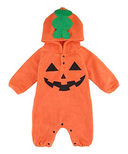 COSLAND Baby Pumpkin Costume Infant Halloween Hooded Romper (12-18 Months, Green)