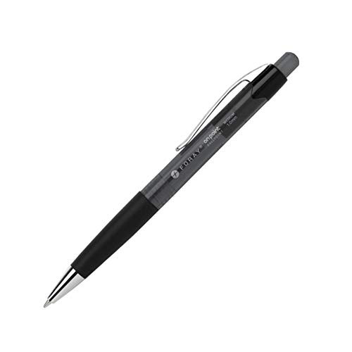 FORAY Soft-Grip Retractable Ballpoint Pens, Medium Point, 1.0 mm, Black Barrel, Black Ink, Pack Of 12