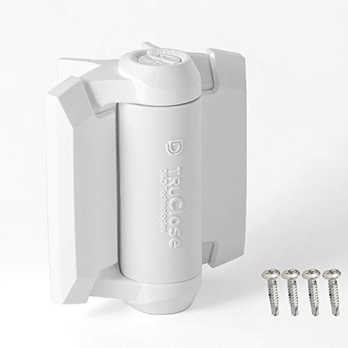 D&D Technologies TruClose TCA1L2S3WTS Regular Duty Gate Hinge, Self Closes Gates Up to 66 lb, Tension Adjustable, Alignment Legs, for Square Post Metal Gates (White)