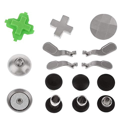 Tieesa Controller Metal Thumbsticks Joysticks Paddles Hair Trigger Locks Repair Replacement Parts Kits for Microsoft Xbox One Elite Controller (15 pcs - Black)